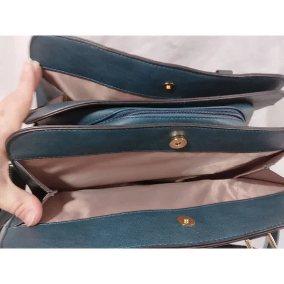 Dasein Handbag Large Satchel Shoulder Bag Purse with Matching Wristlet Teal - Picture 4 of 16